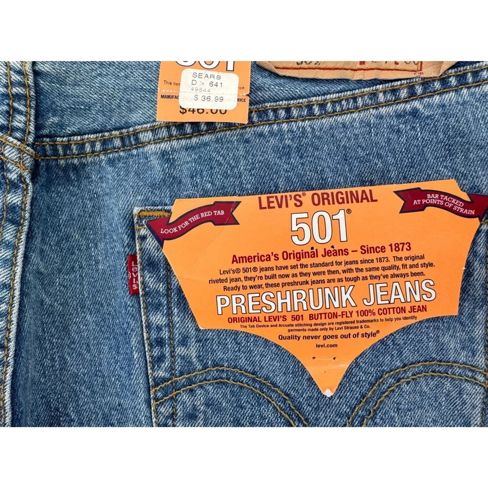 Vintage Levi's 501xx Dead Stock 34x30 Jeans Mens Button Fly Blue‎ New Bat Wing